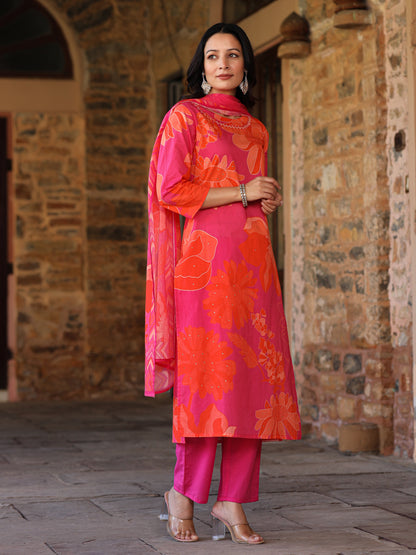 Pink-Orange Bloom Suit Set