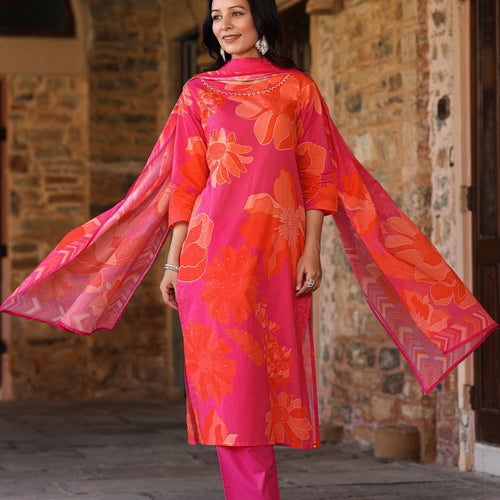 Pink-Orange Bloom Suit Set