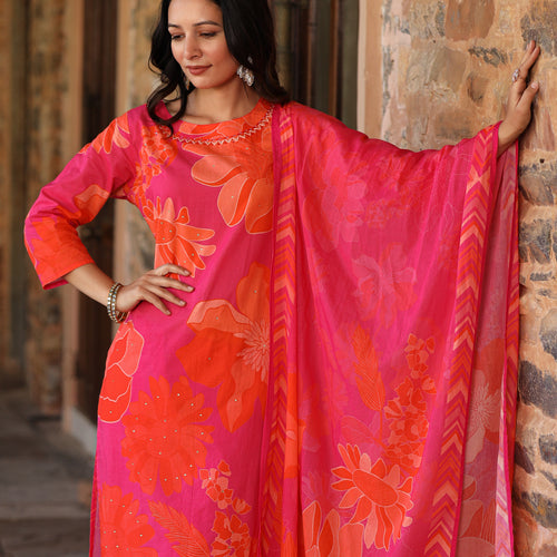 Pink-Orange Bloom Suit Set