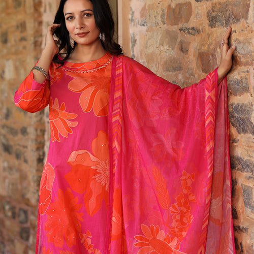 Pink-Orange Bloom Suit Set