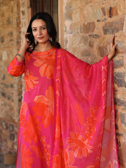 Pink-Orange Bloom Suit Set