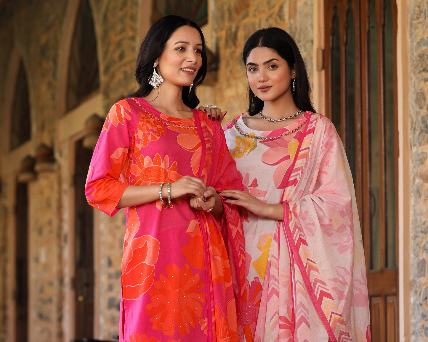 Pink-Orange Bloom Suit Set