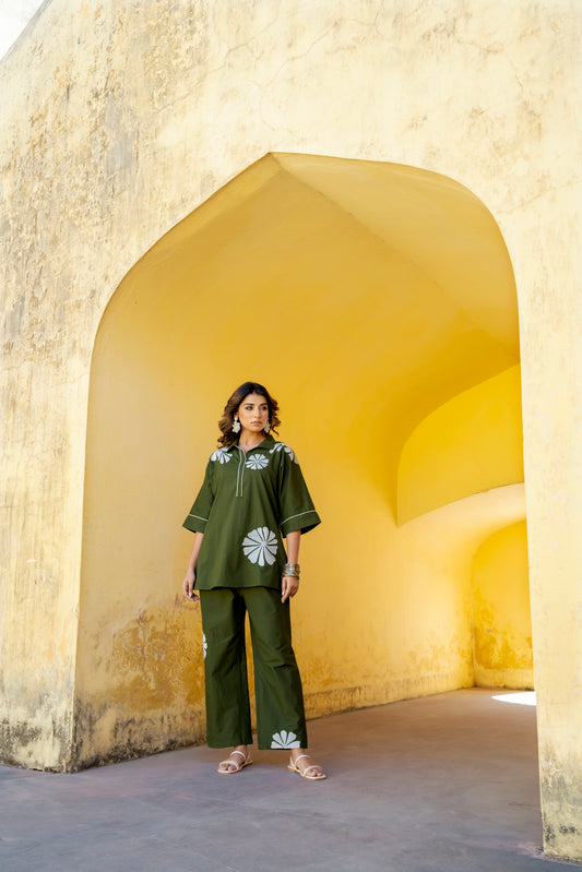 Olive Plum Embroidered Co-ord Set