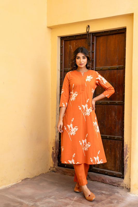 Floral Printed Cotton Kurta Set