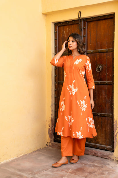 Floral Printed Cotton Kurta Set