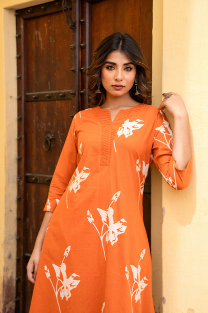 Floral Printed Cotton Kurta Set