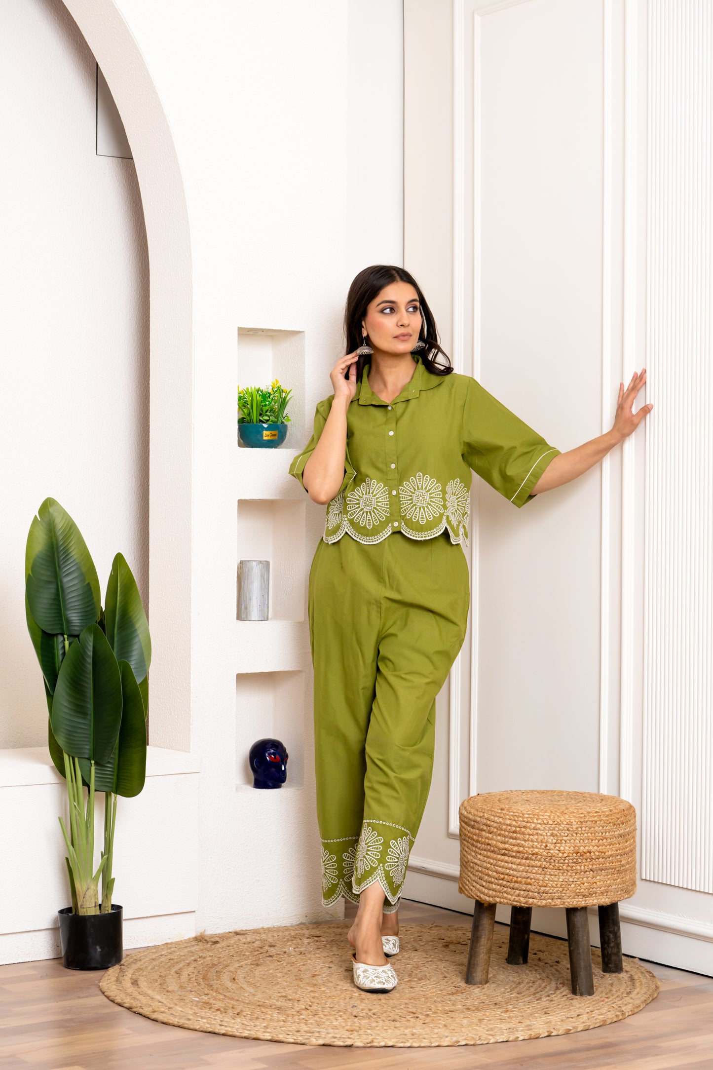 Green Embroidered Co-ord Set