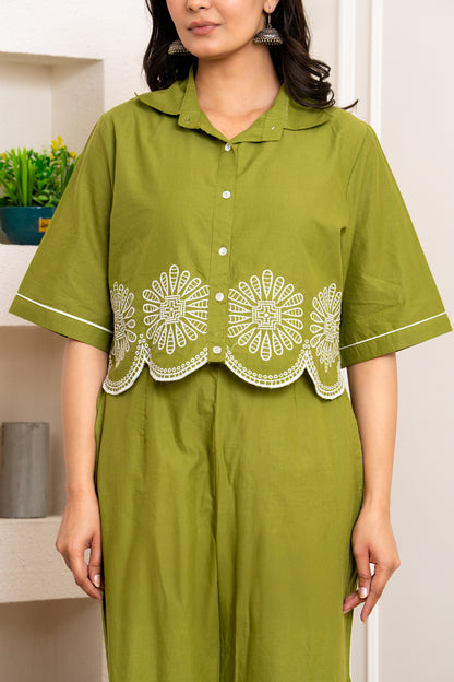 Green Embroidered Co-ord Set