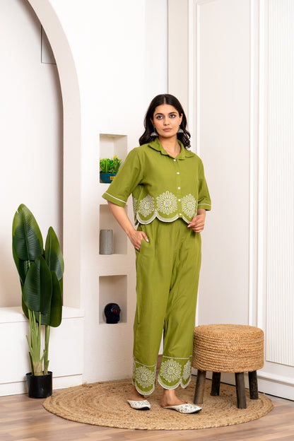 Green Embroidered Co-ord Set