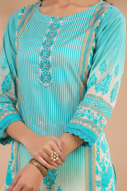 Aqua Blue straight Suit set