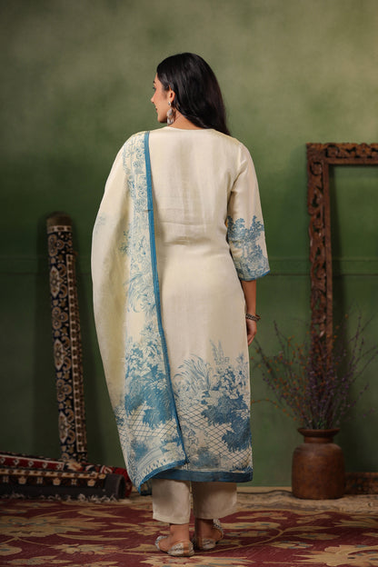 Ivory Blue Shimmer Suit Set