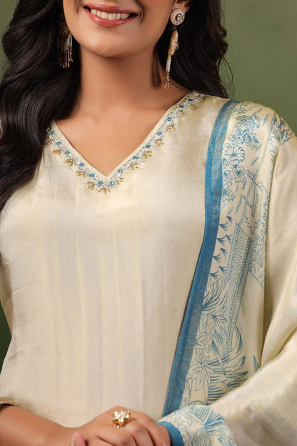 Ivory Blue Shimmer Suit Set