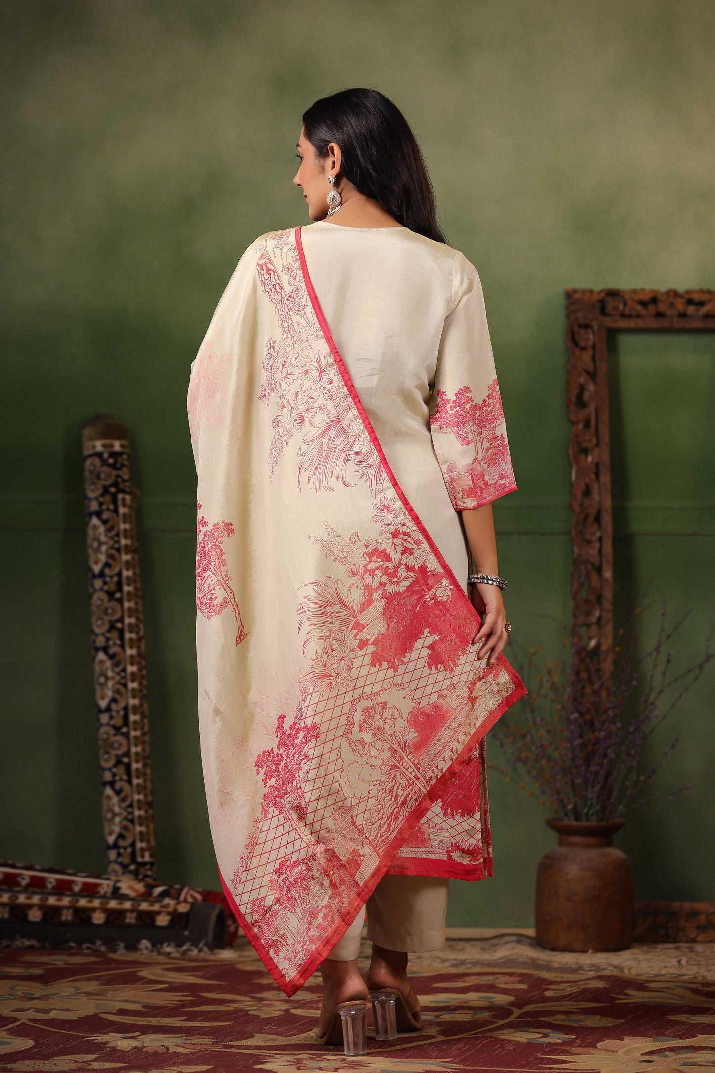 Ivory Pink Shimmer Suit Set