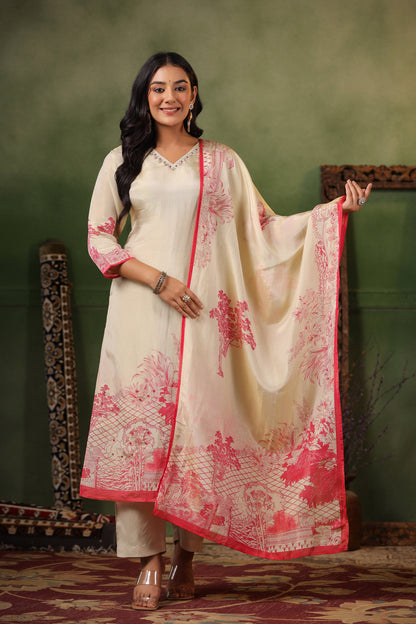 Ivory Pink Shimmer Suit Set