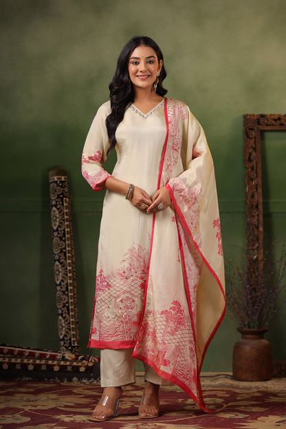 Ivory Pink Shimmer Suit Set