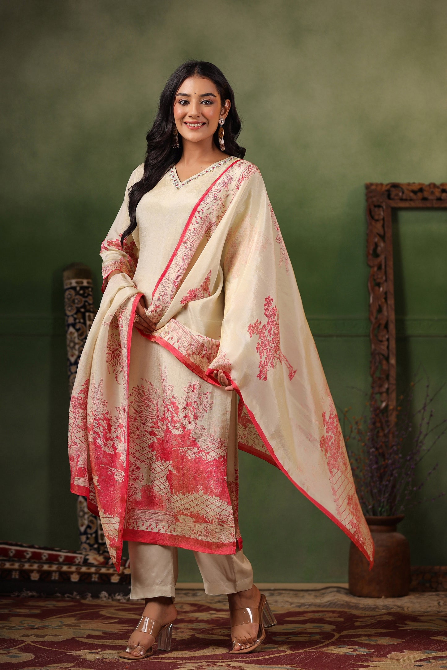 Ivory Pink Shimmer Suit Set