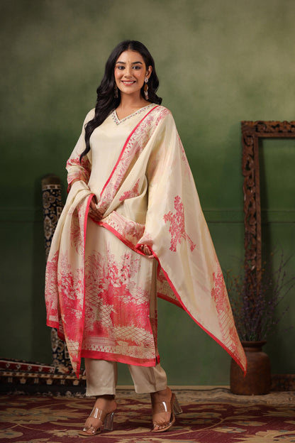 Ivory Pink Shimmer Suit Set