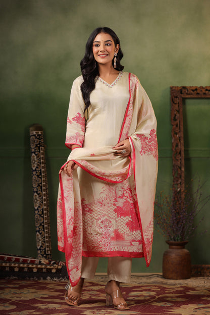 Ivory Pink Shimmer Suit Set