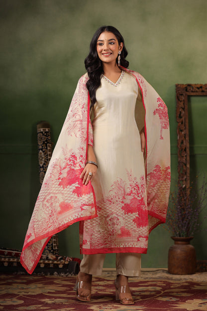 Ivory Pink Shimmer Suit Set