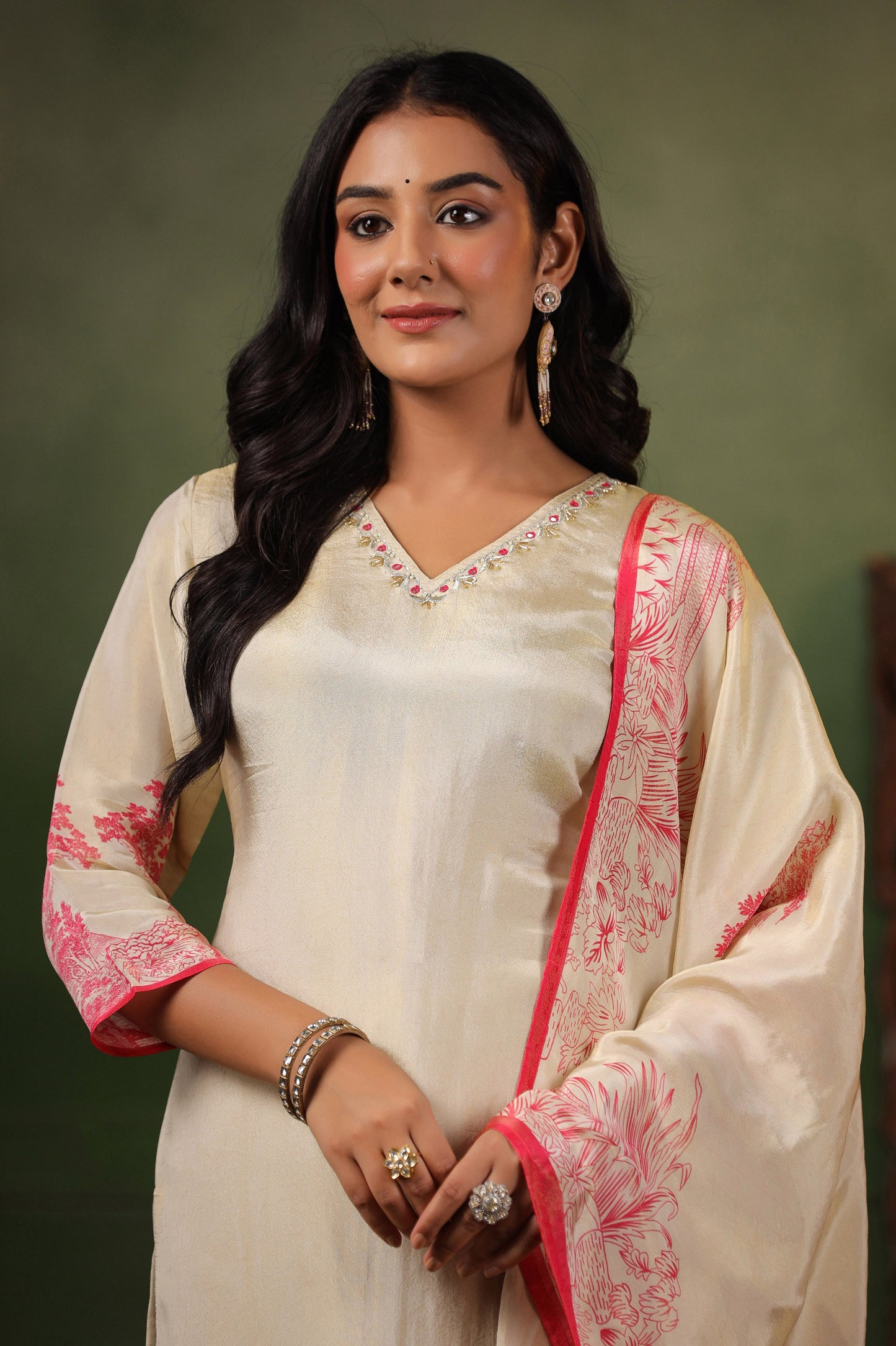 Ivory Pink Shimmer Suit Set