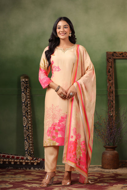 Cream Muslin Suit Set