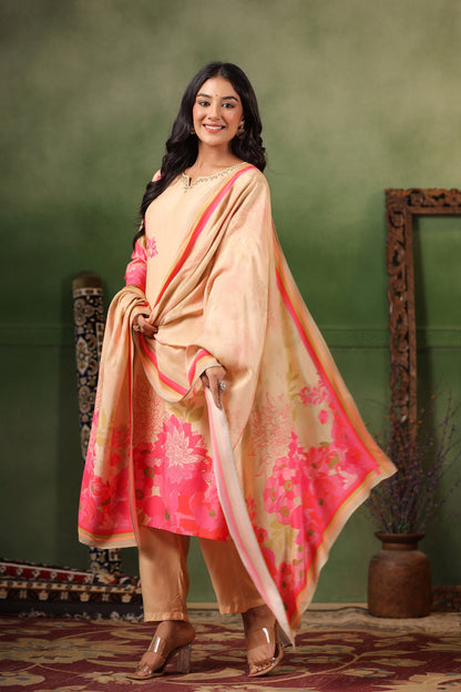 Cream Muslin Suit Set