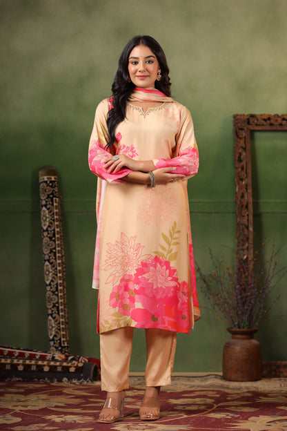 Cream Muslin Suit Set