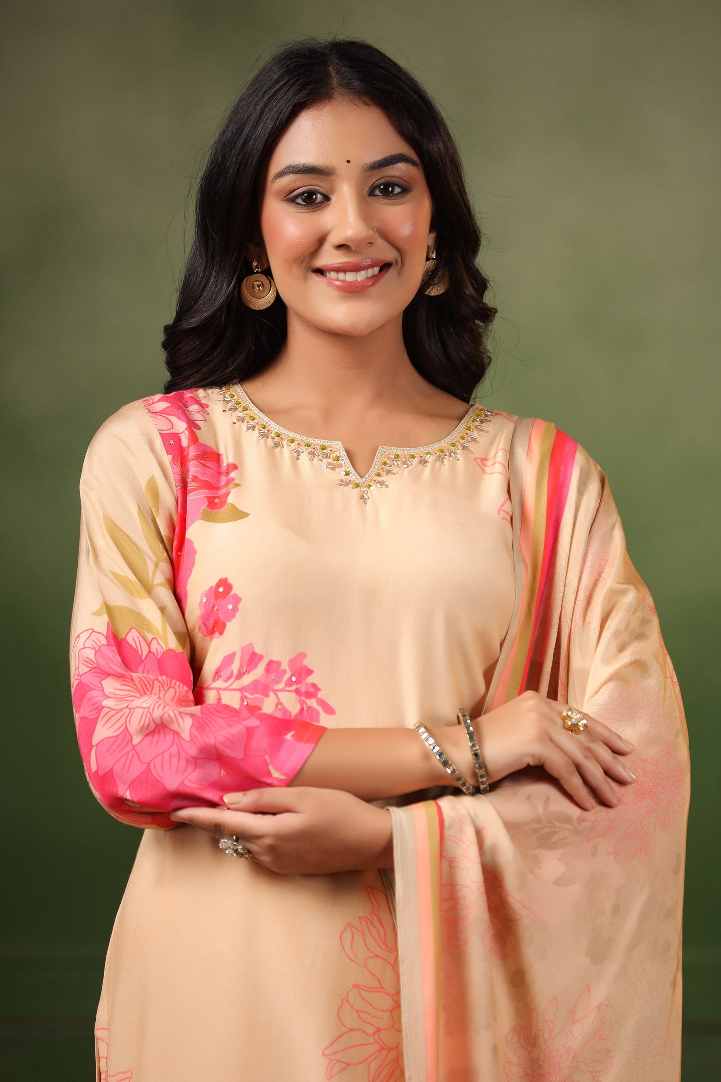 Cream Muslin Suit Set