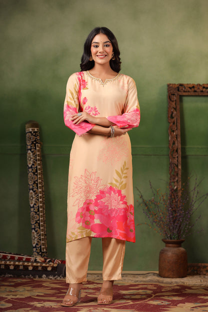 Cream Muslin Suit Set