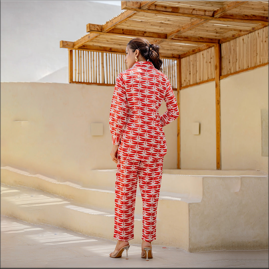 White-red Dragonfly Co-ord Set