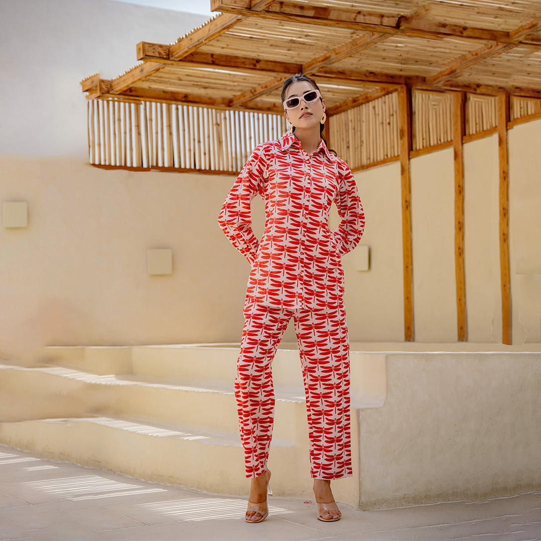White-red Dragonfly Co-ord Set