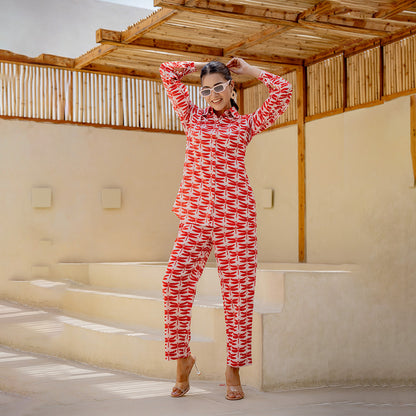 White-red Dragonfly Co-ord Set