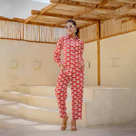 White-red Dragonfly Co-ord Set