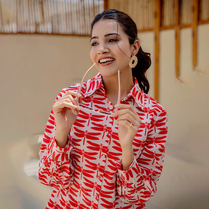 White-red Dragonfly Co-ord Set