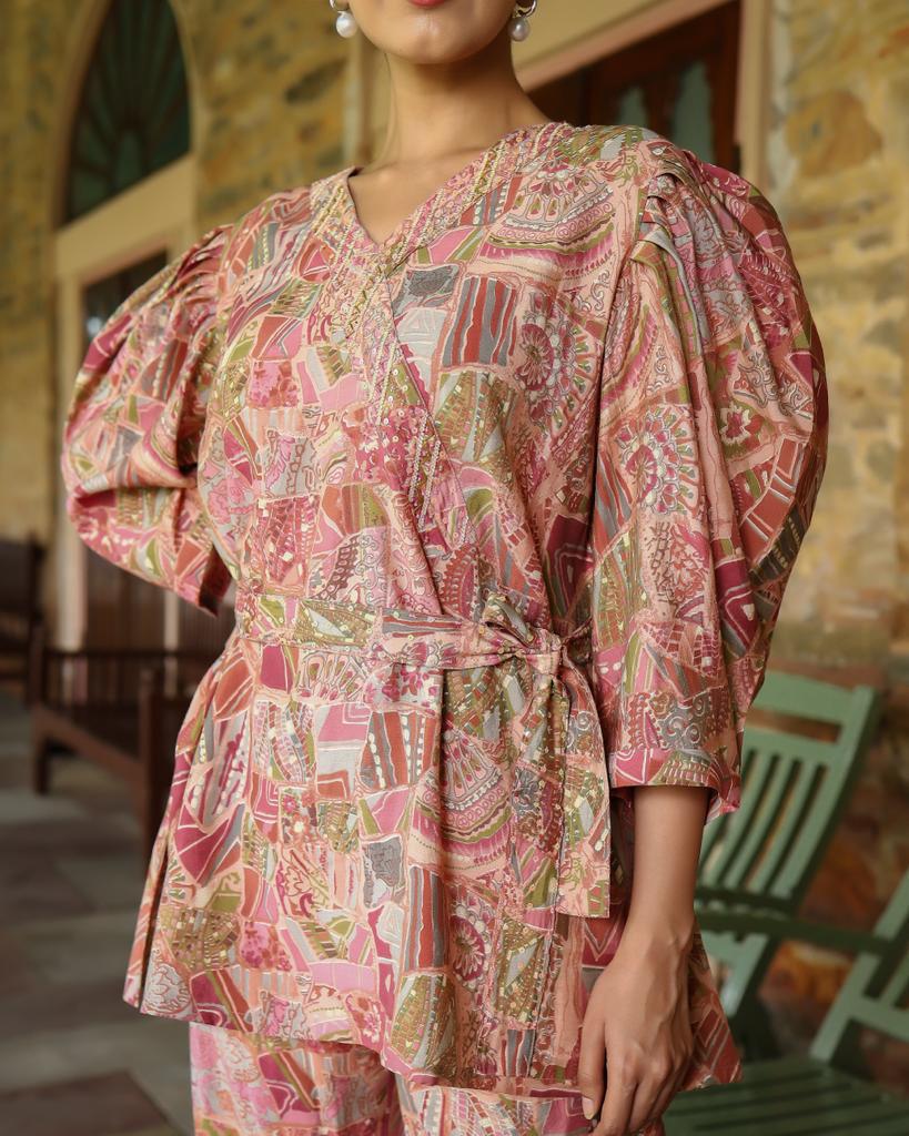 Peach Abstract Co-ord Set