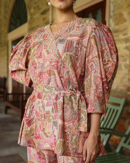 Peach Abstract Co-ord Set