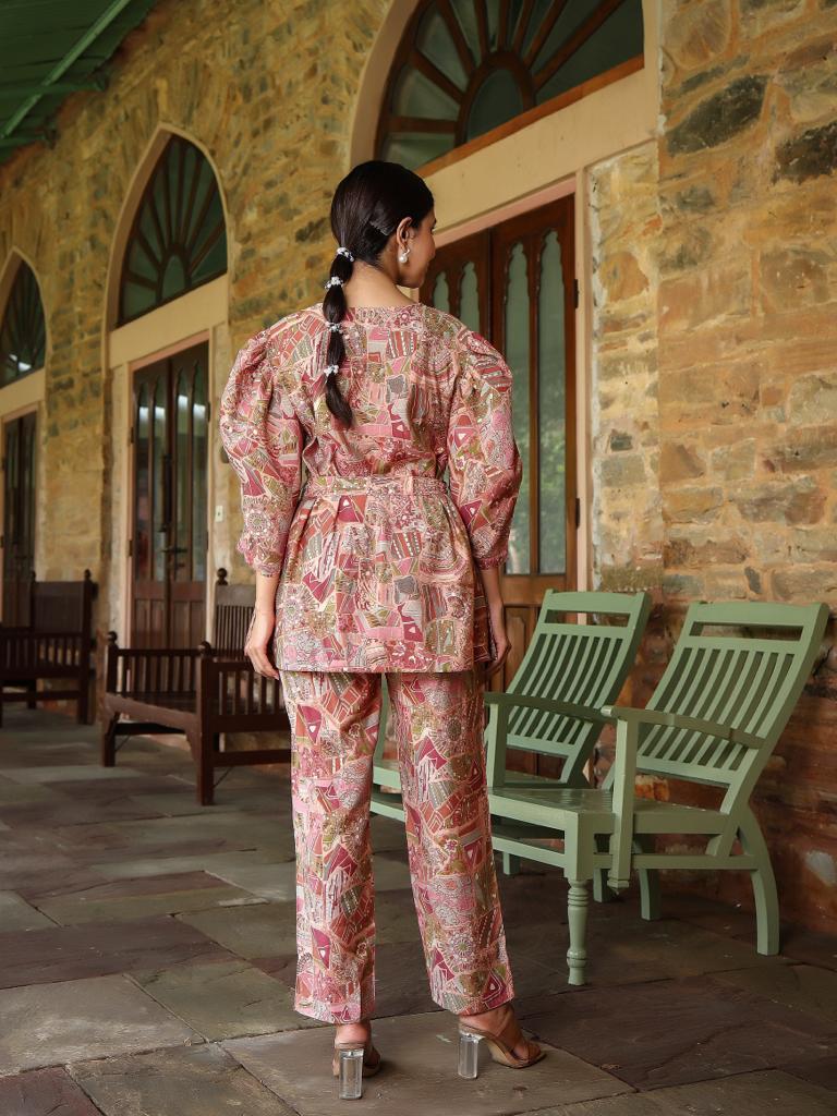Peach Abstract Co-ord Set