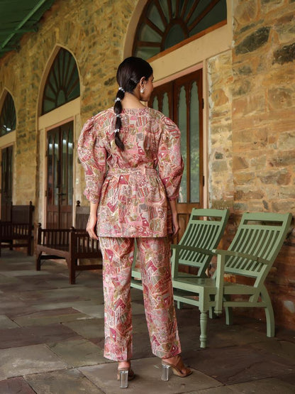 Peach Abstract Co-ord Set