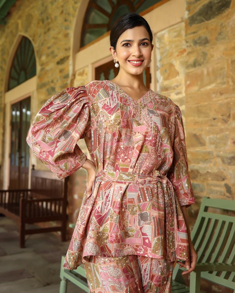 Peach Abstract Co-ord Set