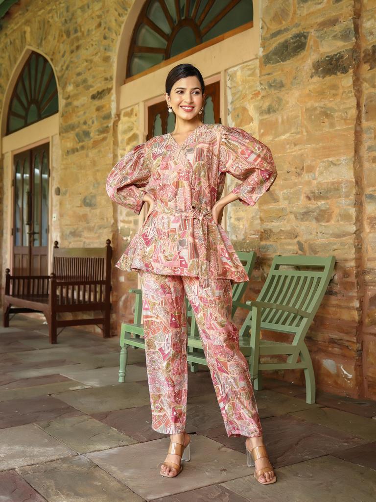 Peach Abstract Co-ord Set