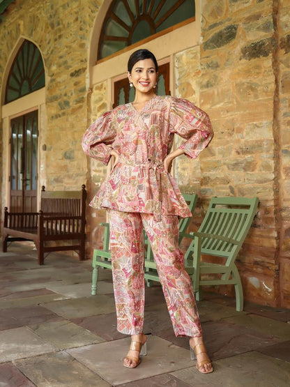 Peach Abstract Co-ord Set