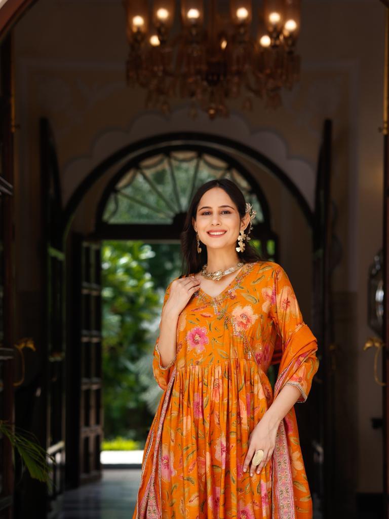 Mustard Angrakha Suit Set