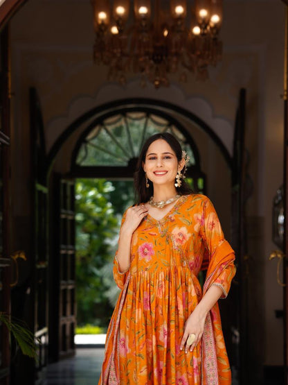 Mustard Angrakha Suit Set