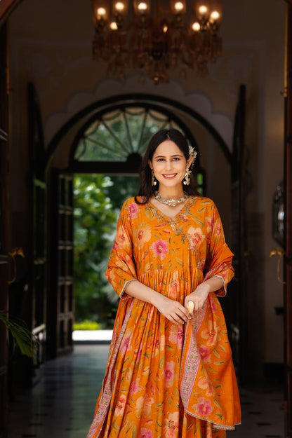 Mustard Angrakha Suit Set