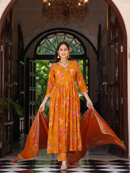 Mustard Angrakha Suit Set