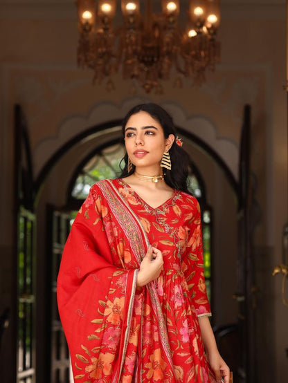 Red Angrakha Suit Set