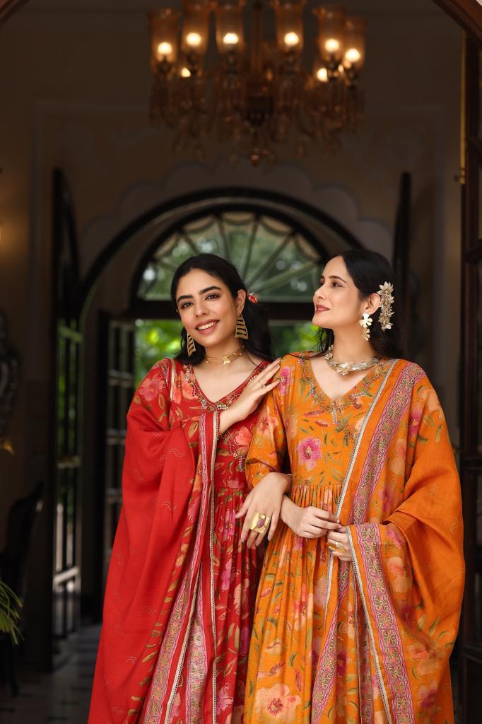 Red Angrakha Suit Set