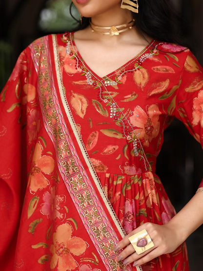 Red Angrakha Suit Set