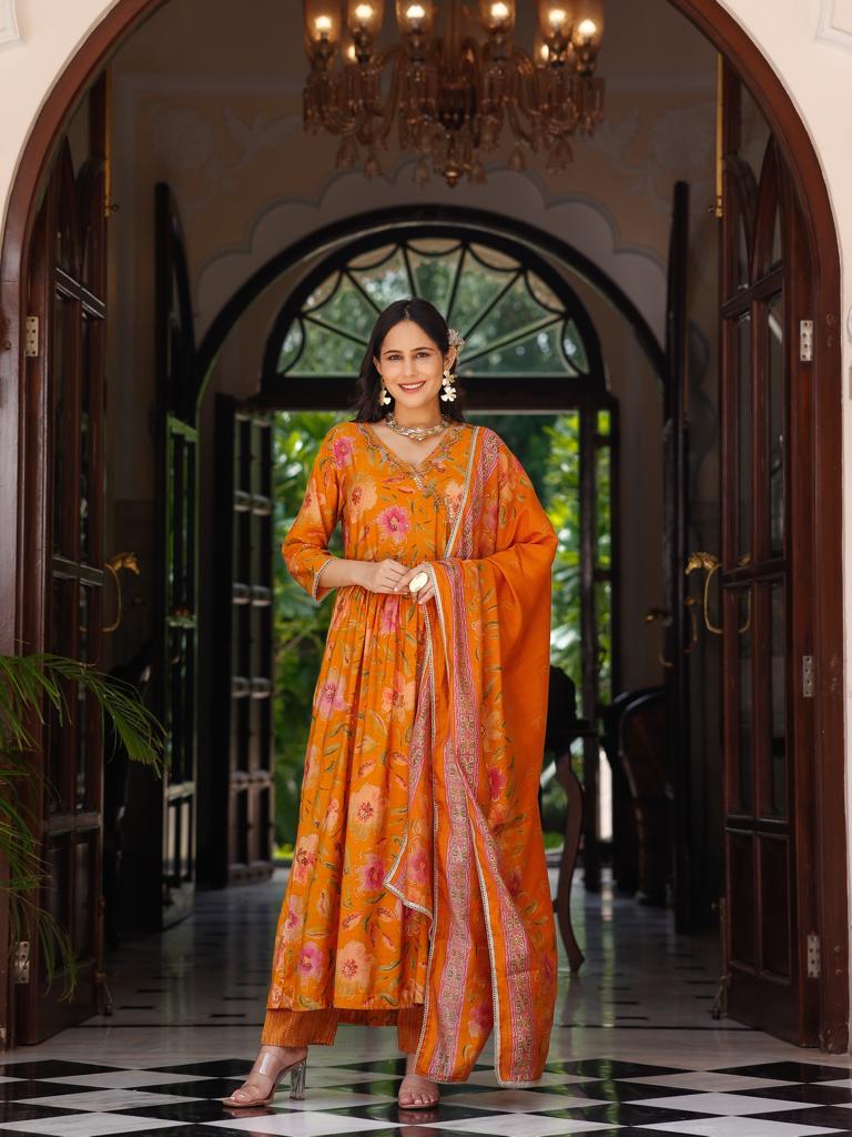 Mustard Angrakha Suit Set