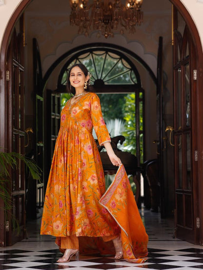 Mustard Angrakha Suit Set